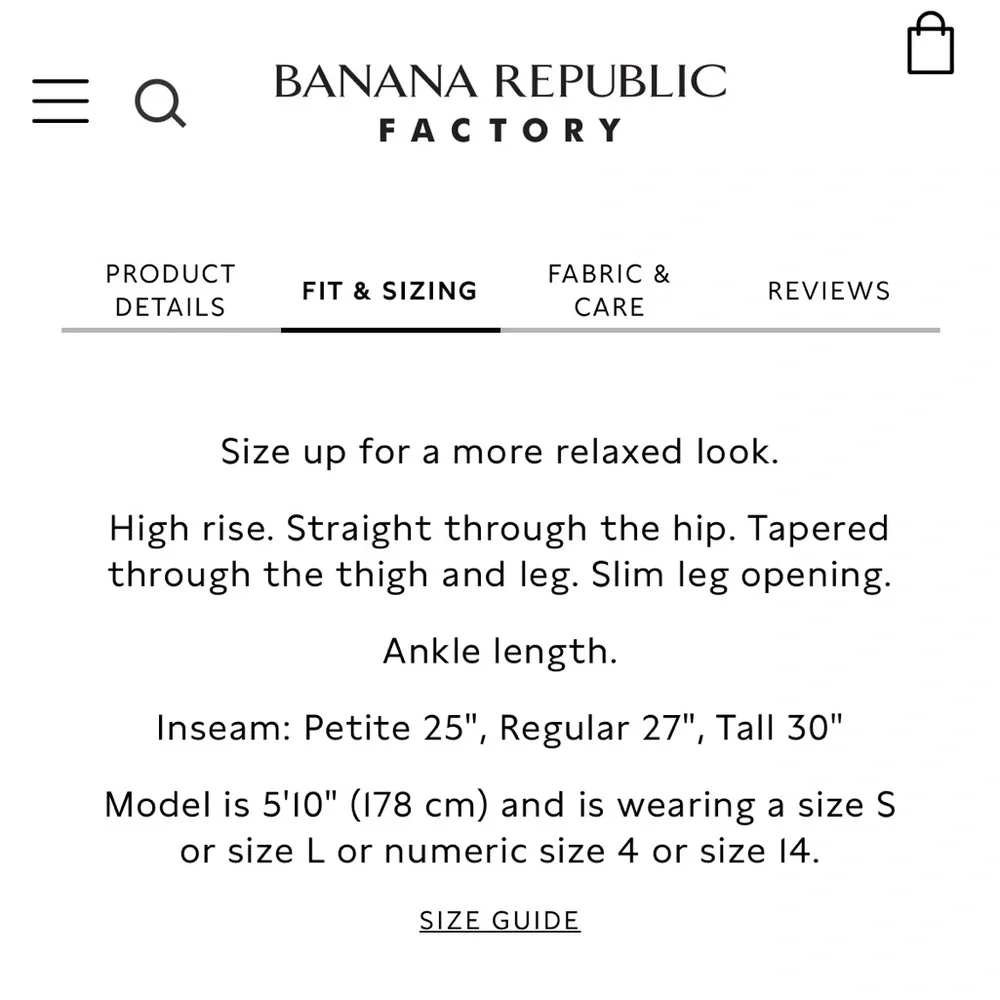 NWOT Banana Republic Hayden Tapered Pants Size 4P - Picture 9 of 10